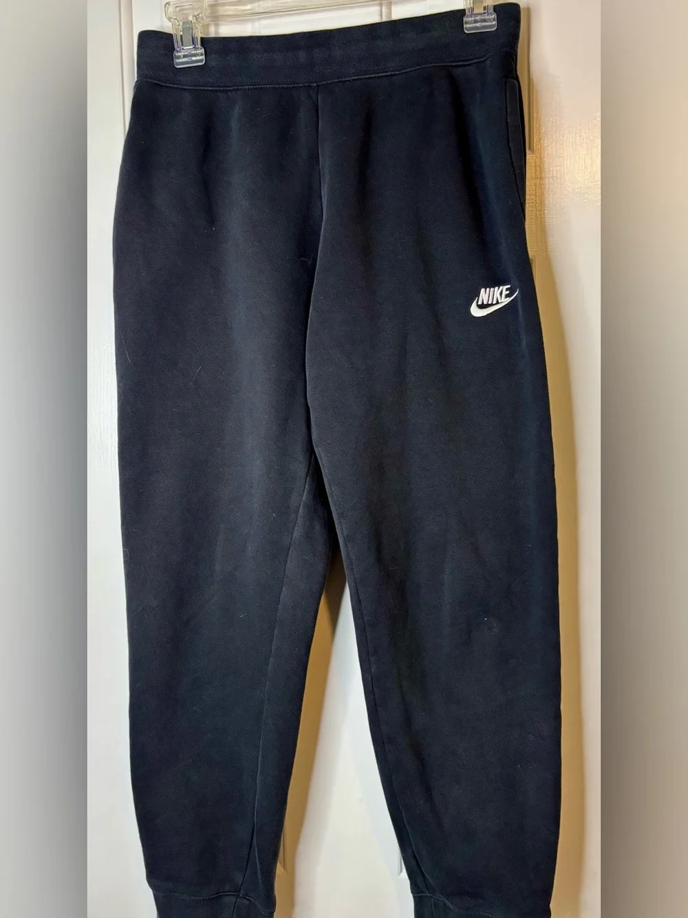 Nike Kids Black Jogger Sweatpants with White Swoosh